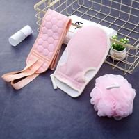 Vente en Gros Usine Ensemble de 3 Pièces Serviettes de Bain Nettoyantes pour la Peau, Boule de Douche Douce et Gants Exfoliants pour le Corps