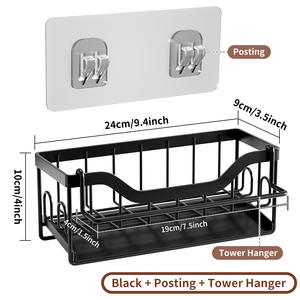Organisateur de caddie d'évier de cuisine <span class=keywords><strong>auto</strong></span>-adhésif porte-éponge d'évier de comptoir avec plateau de <span class=keywords><strong>vidange</strong></span> automatique - Product Image 4