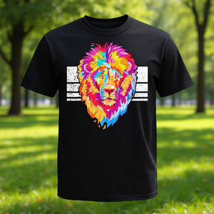 T-Shirt con Ritratto di Leone Colorato, Unisex, Taglia M, Abbigliamento Promozionale - Product Image 3