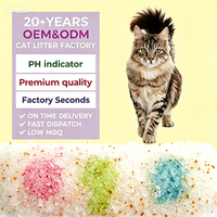 Litière pour chat en gel de silice cristallin, fournisseur, faible MOQ, indicateur de pH changeant de couleur, non agglomérante, contrôle des odeurs pour chats d'intérieur, OEM ODM