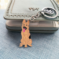 Porte-clés décoratif en métal, motif chien loup créatif et mignon, spécial animaux de compagnie, pour bagages, vente en gros transfrontalière