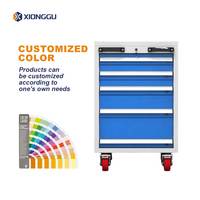 Armoire à roulettes mobile à cinq tiroirs en acier, coffre à outils verrouillable pour garage, atelier, équipement d'entretien et de service