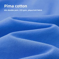 Chemise polo pour homme de luxe en coton 100% 235g, coton Pima 60S, piqué haute densité, chemise polo de golf, chemise polo brodée sur mesure
