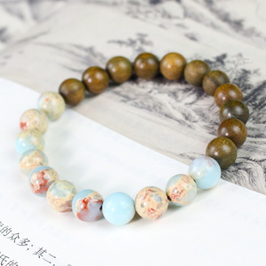 Green Sandalwood Shoushan Stone <b>Bracelet</b> 22mm Ball Shape Daily Wear Zen Style Jewelry for Men Women <b>Couple</b> - Product Image 4