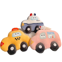 Jouets en peluche 3D personnalisés en forme de voitures de dessin animé (Taxi, Camion, Voiture de police), coussin de câlin anti-stress pour enfants et compagnon de sommeil