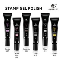 12 Couleurs 8ml Gel UV Non Toxique pour Estampillage d'Ongles, Laque Gel DIY de Designer Français, Formule Écologique Longue Durée pour Nail Art