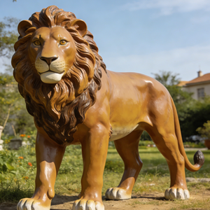 Statue <span class=keywords><strong>de</strong></span> lion en <span class=keywords><strong>fibre</strong></span> <span class=keywords><strong>de</strong></span> <span class=keywords><strong>verre</strong></span> pour extérieur, grande sculpture animale gardienne d'entrée pour la décoration <span class=keywords><strong>de</strong></span> jardin d'hôtel - Product Image 2