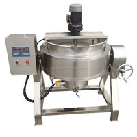 Penjualan Panas Komersial Pemanas Gas Listrik 100L Ketel Pengaduk Saus Gula Stainless Steel Ketel Berjaket Ganda