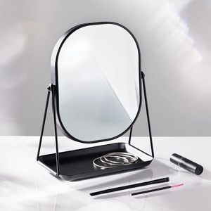 Kim loại hình bầu dục Vòng Máy tính để bàn đứng bảng Vanity gương phòng ngủ phụ nữ trang điểm gương - Product Image 5
