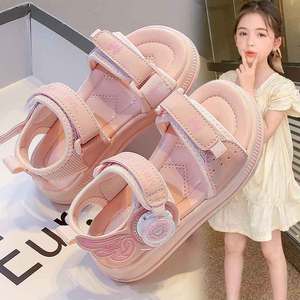 2025 sandales d'été pour filles nouvelles chaussures de plage de princesse à bout ouvert à la mode avec semelle intérieure en PU fond souple et bouton rotatif - Product Image 5