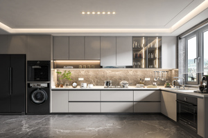 <span class=keywords><strong>Cucina</strong></span> personalizzata per l'intera casa dotata di luci <span class=keywords><strong>a</strong></span> sospensione in legno e armadi bianchi - Product Image 3