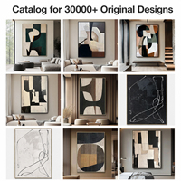 Cadre d'art abstrait personnalisable avec formes géométriques, peint à la main sur toile acrylique, décoration murale noire, design Art Déco fait main