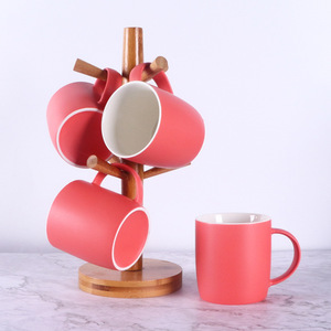 Nordic Matte Ceramic Mug Red Solid Color Coffee <b>Tea</b> <b>Cup</b> Gift <b>Set</b> Two Piece HB 111 - Product Image 4