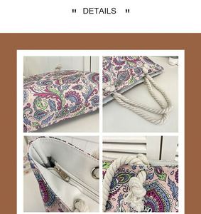 Hot Sale Bohemian Women's <b>Beach</b> Bag Summer Travel Simple Fashion Large Capacity Handheld <b>Canvas</b> Zipper Closure Bag - Product Image 5