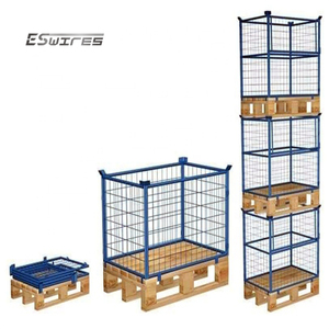 Fábrica profesional almacén polvo recubierto Metal acero dulce almacenamiento apilable alambre palé jaula - Product Image 1