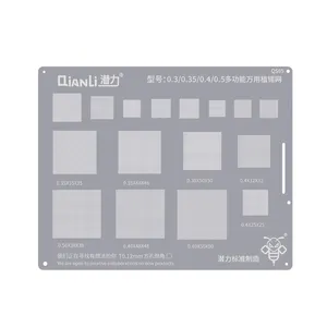 Qianli Multi-Function Universal BGA Reballing Stencil 0.3 0.35 0.4 0.5 Square Hole Solder Template 0.12mm 0.35 x35x35 0.4 x32x32