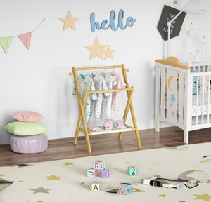 <strong>Mini</strong> Closet Clothes Rack Baby Shower Rack Baby Shower Pets Dolls Baby Clothes Rack with Storage Shelf &amp; Double Rods - Product Image 4