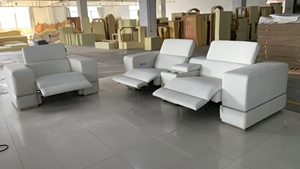 Canapé en cuir moderne pour salon, fauteuil lounge, combinaison design de salon, canapé en cuir de luxe blanc/noir - Product Image 2
