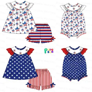 Puresun 2024 wholesale boutique clothing Set 4th of July baby outfits kid clothes girls clothing sets