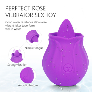 Vibratore a Forma di Rosa in Silicone con Lingua Realistica per Stimolazione Clitoridea e dei Capezzoli, Giocattolo Sessuale per Donne - Product Image 3