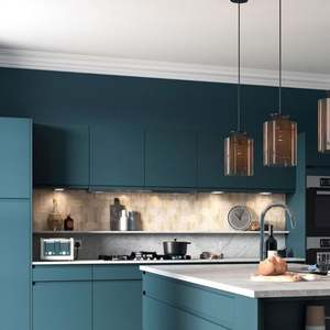 ชุดตู้ครัวแบบไม่มีมือจับ ครบชุด ทำจาก MDF ผิวไม้ด้าน พร้อมอ่างล้างจานสแตนเลส สไตล์โมเดิร์น - Product Image 4