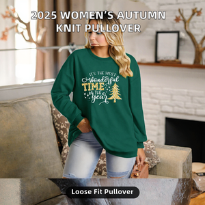 Suéter de punto transpirable para mujer 2026, estilo europeo y americano, cuello redondo, antipilling, holgado, de manga larga, con contraste de color - Product Image 2