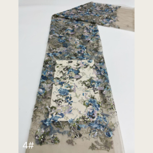 Tissu en <span class=keywords><strong>tulle</strong></span> de nylon écologique <span class=keywords><strong>transparent</strong></span> G4129 à largeur complète, brodé de sequins dégradés à motifs floraux, idéal pour les mariages et les robes de mariée Morandi - Product Image 3