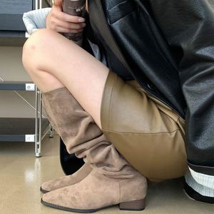 奢华时尚靴子进口小牛皮马头方跟秋冬平靴 - Product Image 1