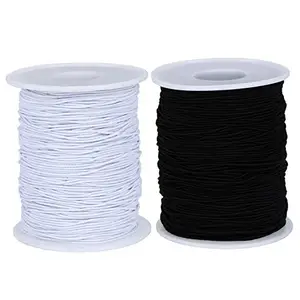 1 Mm 2 Mm 3Mm Groothandel Wit Zwart Kleur Polyester Ronde Rubberen String Elastische Touw