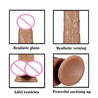 Consolador con ventosa suave de piel de PVC, pene Artificial masculino realista, masturbador para mujer, Juguetes sexuales para adultos, consolador para mujer