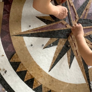 Mosaïque <span class=keywords><strong>de</strong></span> sol en marbre rond en <span class=keywords><strong>pierre</strong></span> naturelle, design <span class=keywords><strong>de</strong></span> boussole, motifs <span class=keywords><strong>de</strong></span> mosaïque, art mural, décoration d'entrée <span class=keywords><strong>de</strong></span> villa, murale en mosaïque - Product Image 3