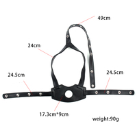 Harnais de contrainte BDSM en cuir noir réglable avec boucle en O, balle de gag ouverte, masque et rivets pour cosplay fétichiste esclave