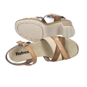 Women's Heeled Sandal Beige 9 Cm Heel Size 38 Platform Straps - Product Image 6