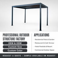 Gazebo et pergola en aluminium thermolaqué écologique intelligent avec lames motorisées, gazebo rétractable pour extérieur, terrasse au bord de la piscine
