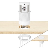 Système de prise de courant encastrable pour table de conférence avec fonction rétractable, 4 prises et 2 ports USB, usage commercial