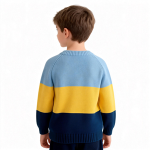 Pulls à manches longues vintage pour garçon, OEM ODM, mode décontractée, rayures, tricot, sweats pour enfants, garçon, couleur contrastée, <span class=keywords><strong>col</strong></span> <span class=keywords><strong>rond</strong></span> - Product Image 2