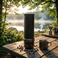Machine à café expresso portable à capsules, alimentée par batterie, à chauffage rapide, pour les voyages et l'extérieur, avec étui de transport