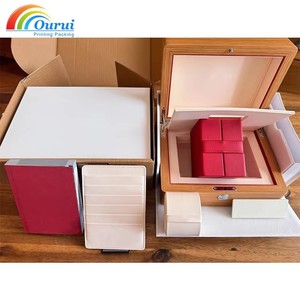 Factory Direct Source Manufacturer <b>Brown</b> Genuine Wooden Watch <b>Box</b> Travel Red Cube Latest Model Original Gift Brand New in Stock - Product Image 6