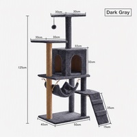 Arbre à chat multi-niveaux en gros pour chats de taille moyenne, tour à chat avec 2 condos, hamac, poteau à gratter en sisal et échelle d'escalade