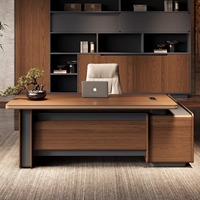 Bureau de direction moderne en forme de L, ensemble table et chaise de bureau, bureau de PDG, mobilier de bureau en bois de luxe