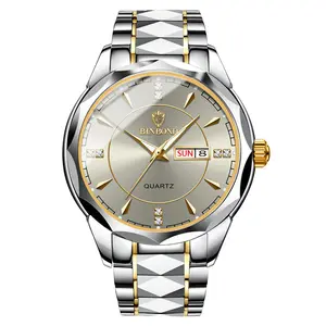 Jam tangan pasangan quartz kustom oem bisnis klasik 2023 jam tangan baja tahan karat antiair