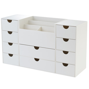 Desktop Multi Functional Storage Box With Compartments For Cosmetics Jewelry Accessories White Rectangle Standing Type - Product Image 1