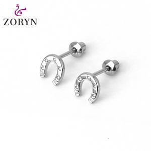 Zoryn 316L StainlessSteel Silver Plated Screw Back Stud Earrings Infinity Symbol Hypoallergenic Smooth Finish Couple <b>BFF</b> Jewelry - Product Image 2