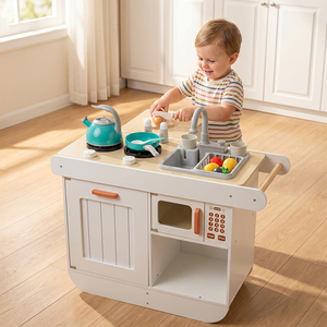 Cucina Giocattolo in Legno per Bambini con Caminetto, Suoni e Luci, Gioco Educativo di Imitazione, Regalo per Bambini e Bambine - Product Image 2