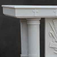 Vente en gros, Style classique sculpté à la main, pierre naturelle, Design Antique catholique, autel en marbre blanc pour église