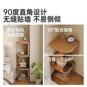 Solid Wood Corner <b>Shelf</b> <b>Wall</b> <b>Mounted</b> 4 Tier Natural Wood Color Bedroom Bedside Storage Organizer - Product Image 4