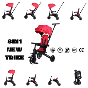Tricycle évolutif 8-en-1 en plastique pliable à une main pour bébé, fabriqué en Chine, avec fonction d'équilibre et de poussée pour enfants - Product Image 2