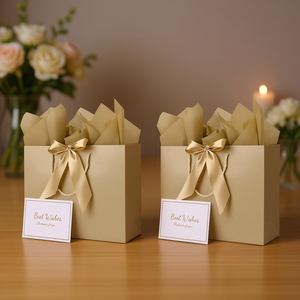 Champagne Gift Bags Large 4Pcs With Ribbon Tissue <b>Paper</b> Cards For Weddings <b>Birthdays</b> Parties - Product Image 3