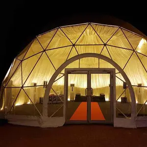 ขายส่ง luxury geodesic dome glamping tent-เต็นท์ทรงโดมหรูหราขนาดใหญ่ใสสำหรับงานแสดงสินค้ารีสอร์ทตั้งแคมป์