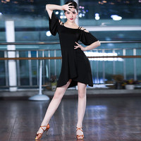 Robe de danse latine pour femmes adultes, nouvelle robe sexy à épaules dénudées, robe de pratique professionnelle GB, robe de performance avancée en soie/coton